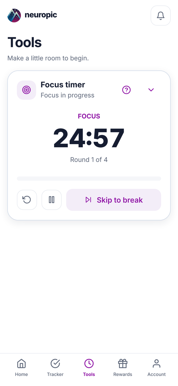 The focus timer running