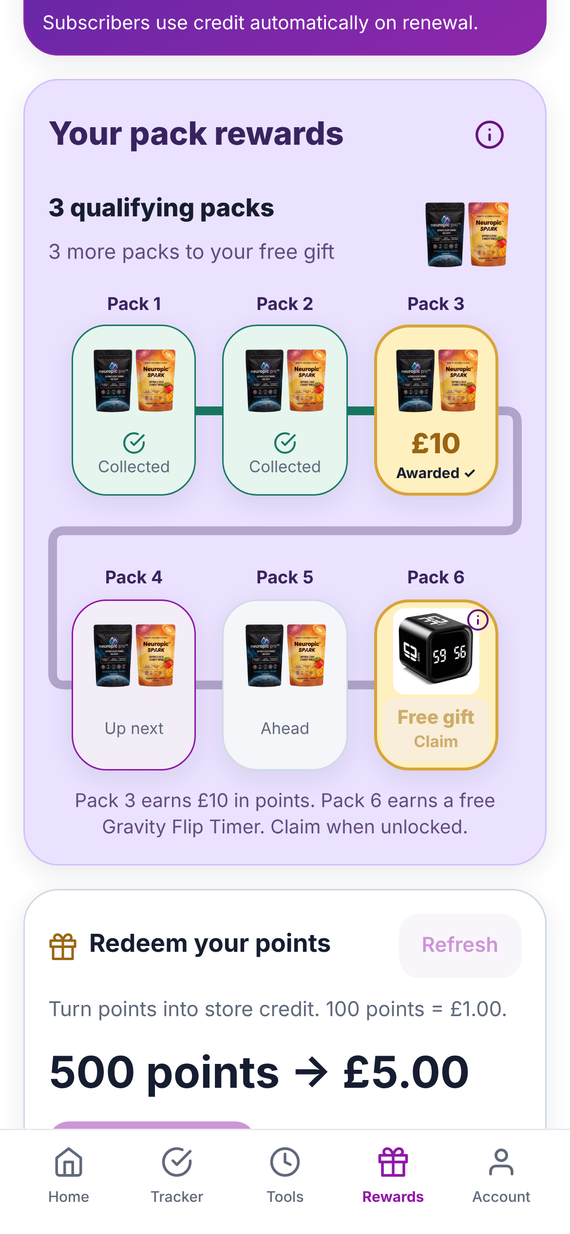 Pack rewards path