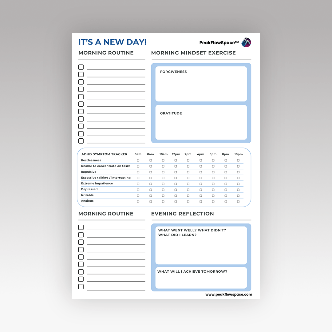 Printable Daily Mindset & Routine Sheet - PeakFlowSpace
