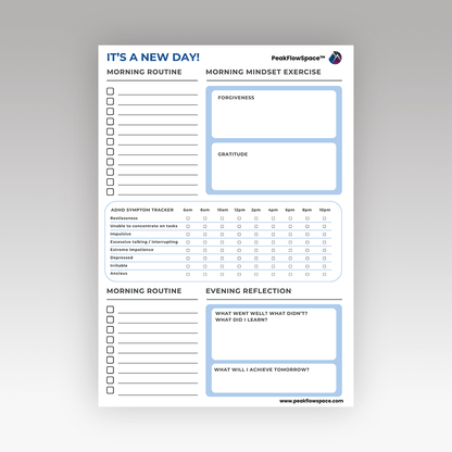 Printable Daily Mindset & Routine Sheet - PeakFlowSpace