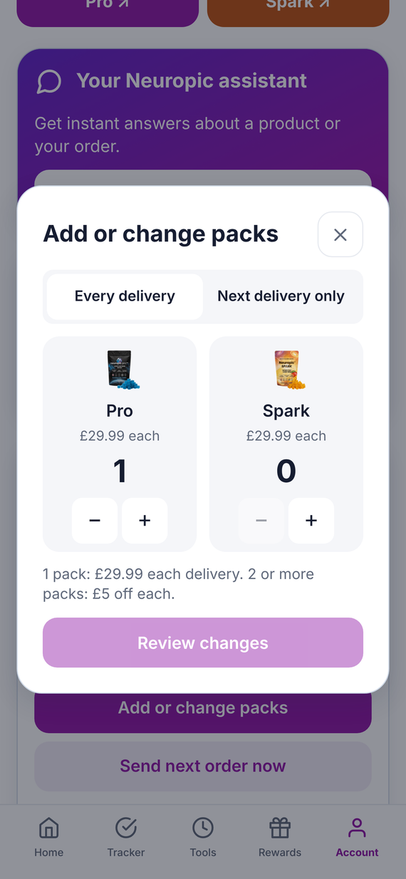 Adding packs to a delivery